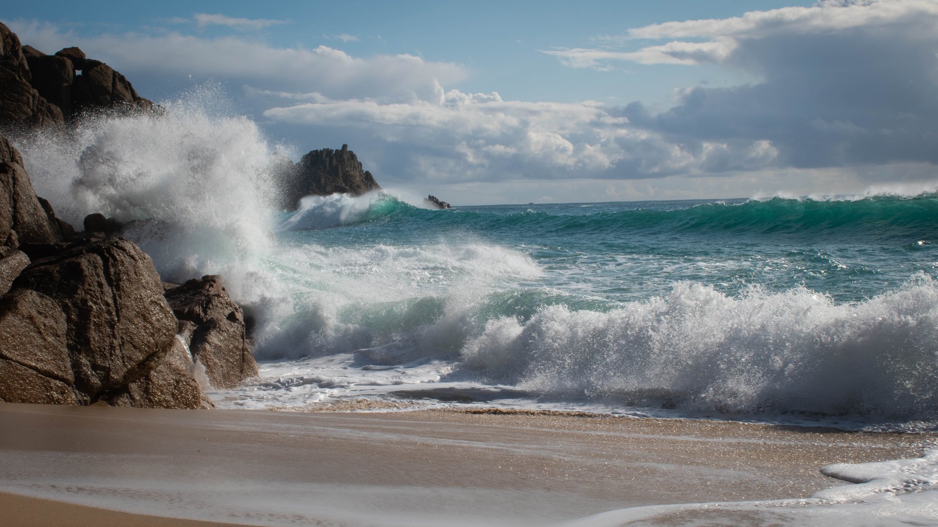 Wild Seas at Porthcurno, Cornwall