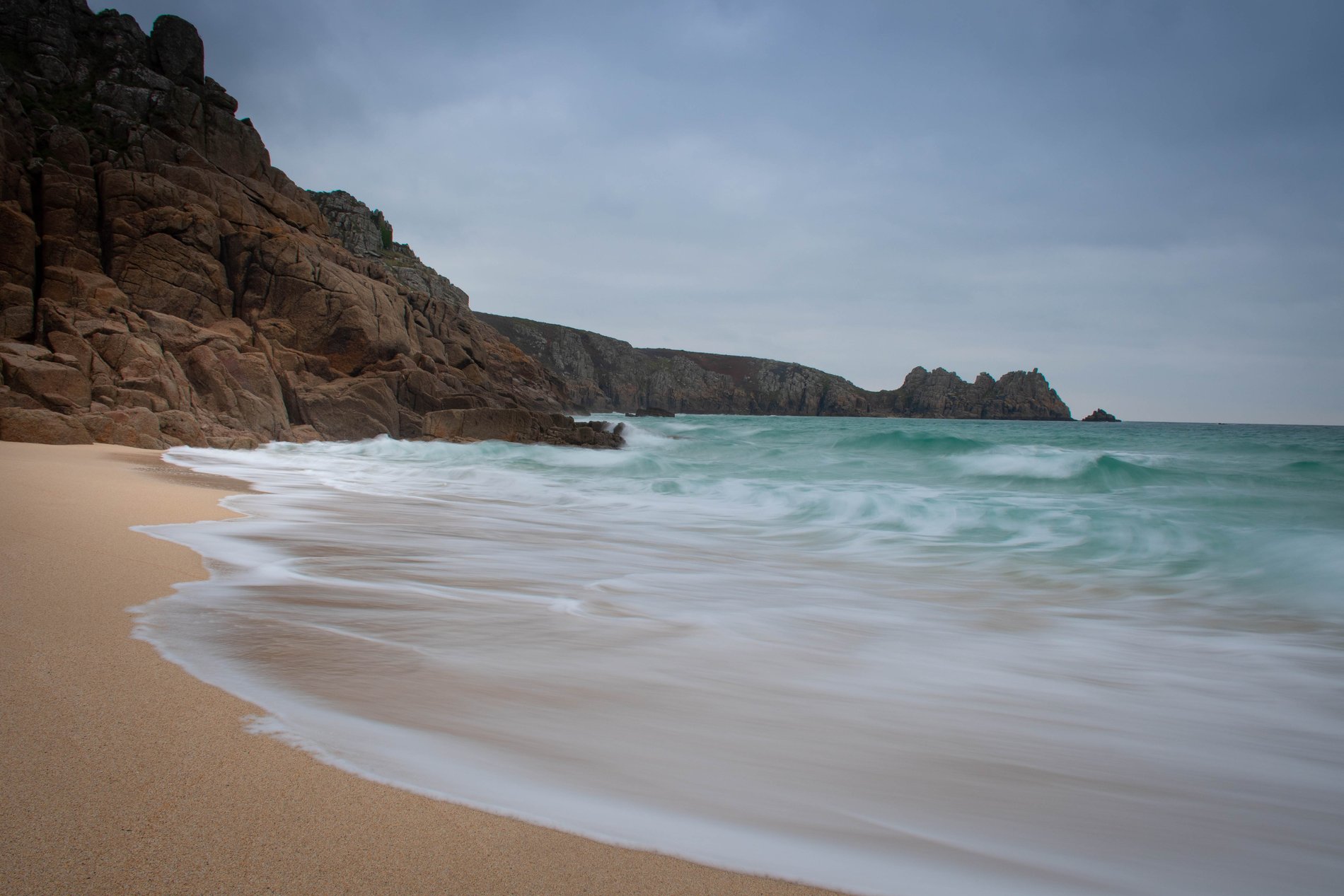Porthcurno Beach at Sunrise, Cornwall