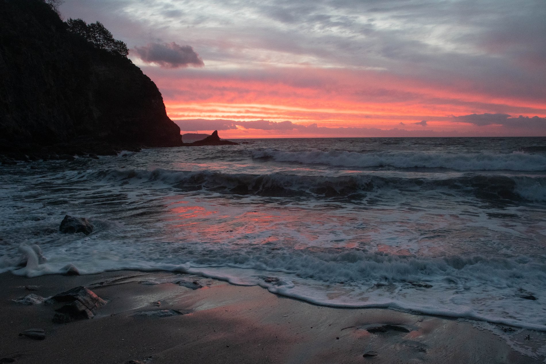 Pink Sunrise at Porthpean Beach, Cornwall